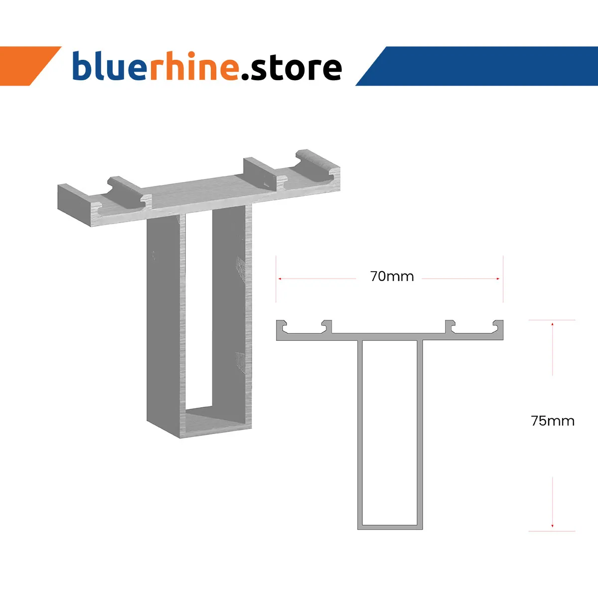 Twinwall/Multiwall profile system  - Cover Cap Transom (H) - 6 mtr