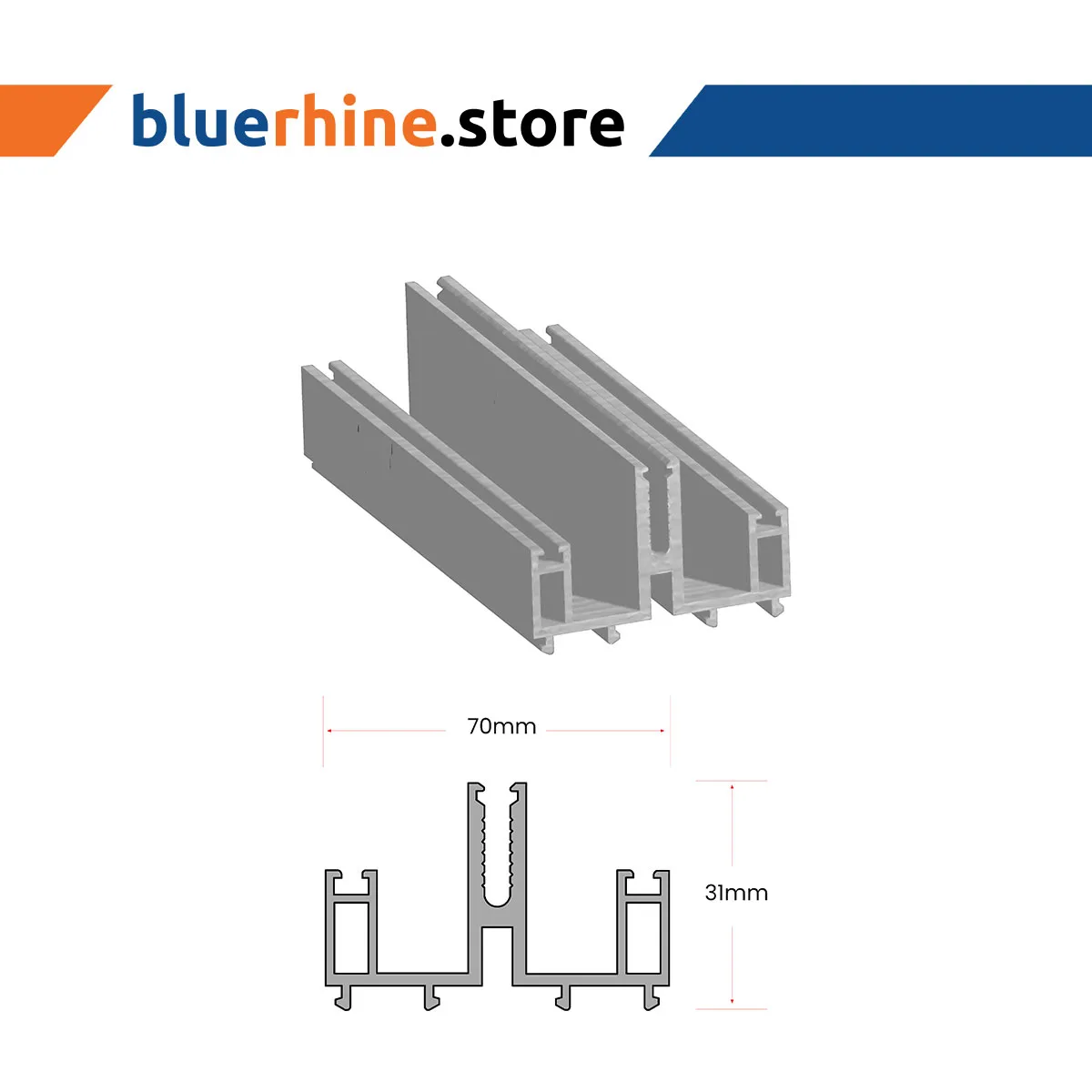 Twinwall/Multiwall profile system  - Cover Cap Transom (H) - 6 mtr